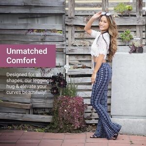 (NWT)Flare Leg Yoga Blue Patterned Boho Palazzo Pants /leggings/ bell bottom